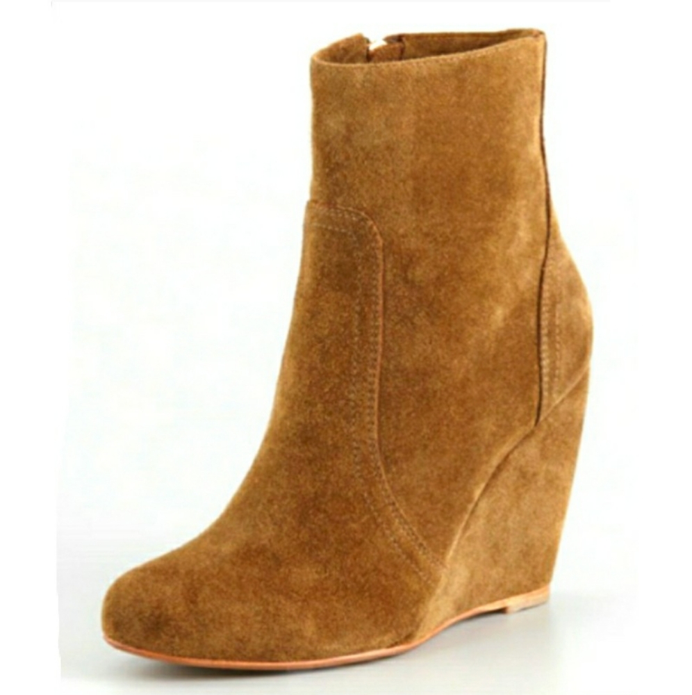 JOIE Oakley Suede Wedge Bootie in Olive, Size 41